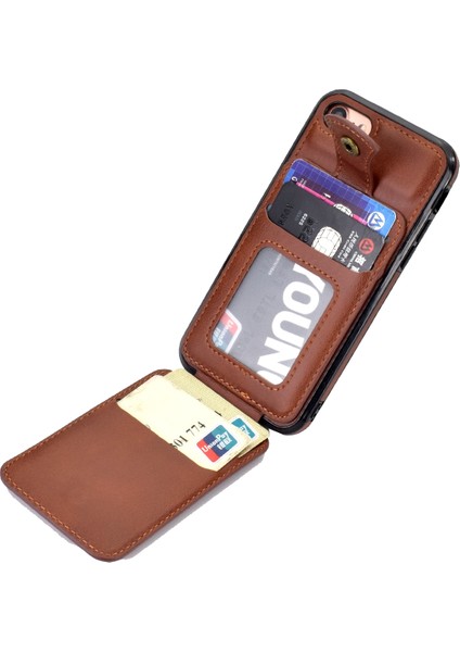 Cüzdan Çanta Telefon Kılıfı iphone Se 2020/8/7 Kahverengi (Yurt Dışından) modelleri