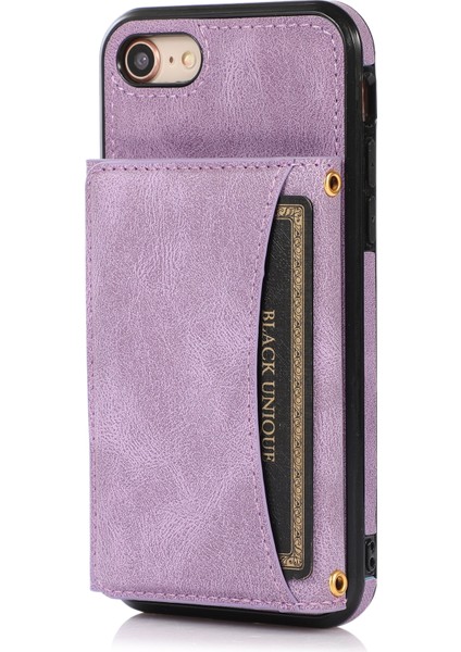 Iphone Se 2020/8/7 Mor Için Üç Katlı Deri Telefon Kılıfı (Yurt Dışından)