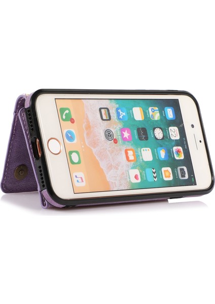 Iphone Se 2020/8/7 Mor Için Üç Katlı Deri Telefon Kılıfı (Yurt Dışından) modelleri