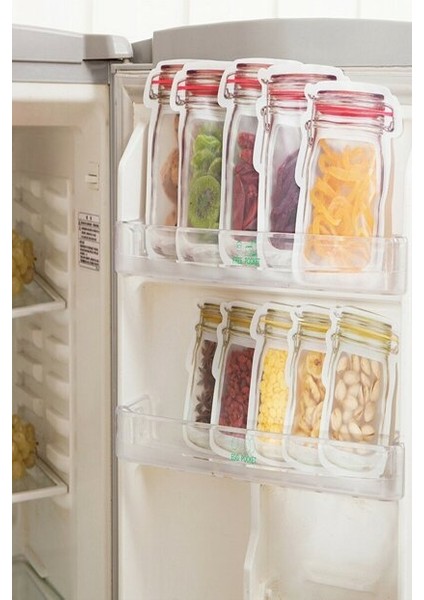 Kavanoz Görünümlü Kilitli Saklama Poşeti 620 ml (1 Adet )