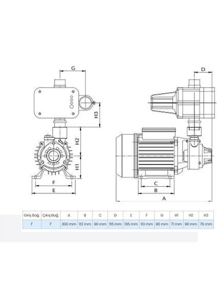 PV50-H Susuzluğa Karşı Korumalı Otomatik Hidrofor 6 Kat 6 Daire, 0.8 Hp 6 Bar