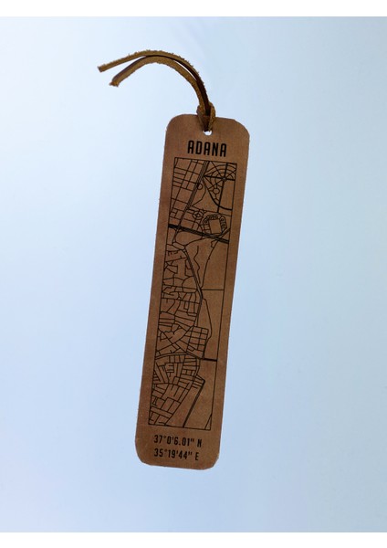 Adana Şehir Haritalı Deri Kitap Ayracı