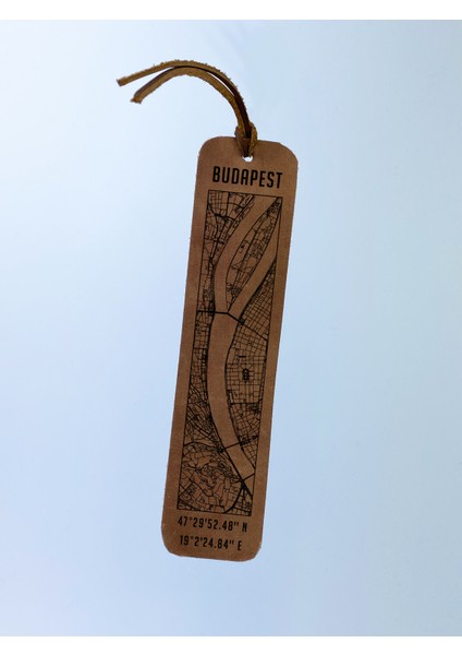 Budapest Şehir Haritalı Deri Kitap Ayracı