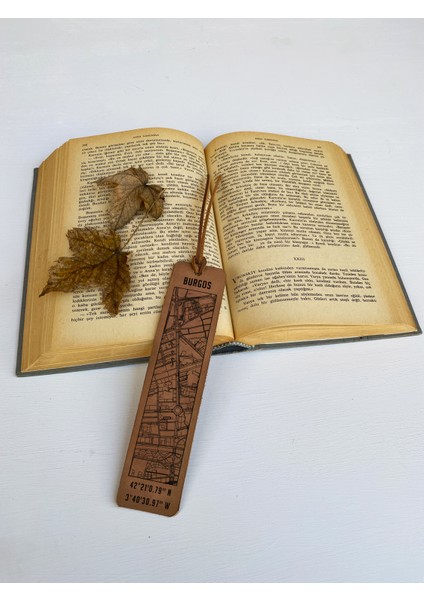 Burgos Şehir Haritalı Deri Kitap Ayracı