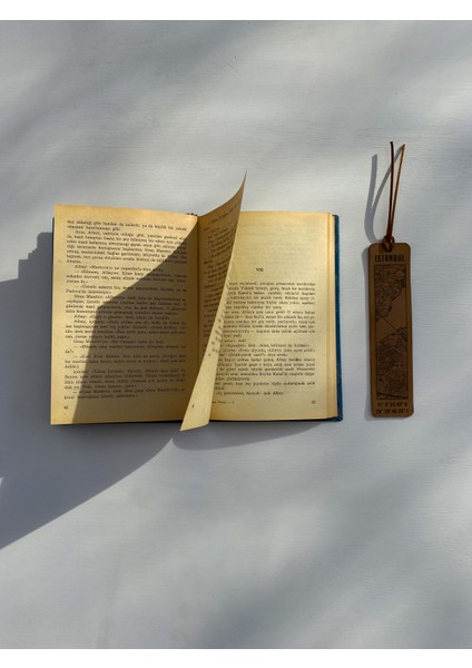 Istanbul Şehir Haritalı Deri Kitap Ayracı
