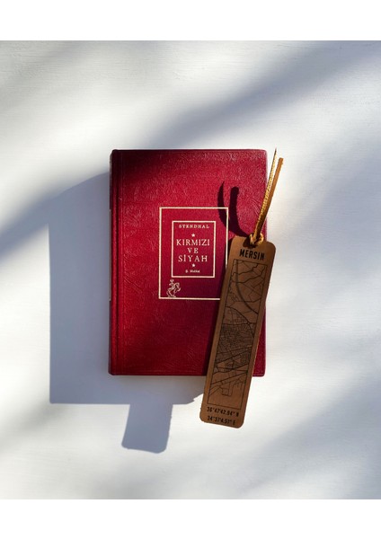 Mersin Şehir Haritalı Deri Kitap Ayracı