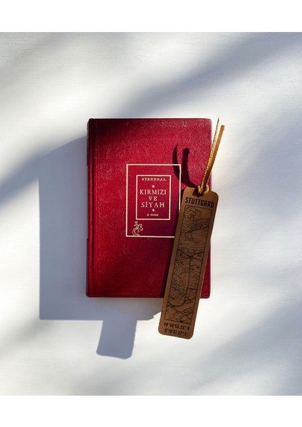 Stuttgard Şehir Haritalı Deri Kitap Ayracı