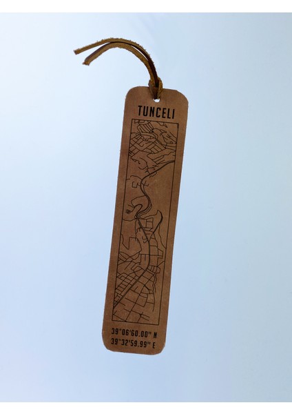 Tunceli Şehir Haritalı Deri Kitap Ayracı