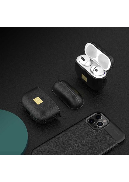Apple Airpods 3. Nesil Uyumlu Dikişli Deri Görünüm Silikon Kılıf