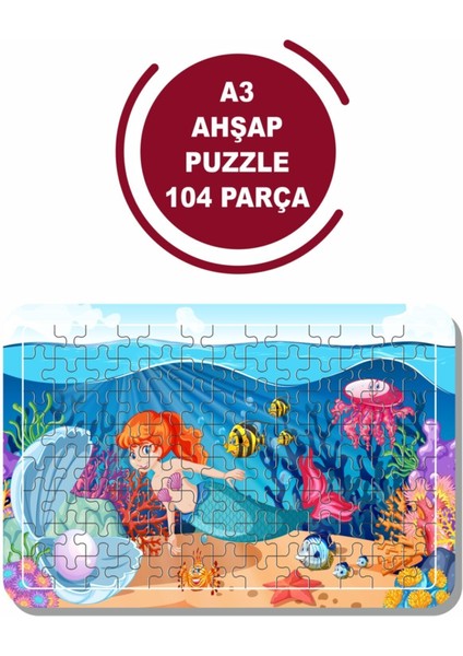 Deniz Kızı ve Deniz Canlıları A3 104 Parça Puzzle, Oyuncak, Yapboz