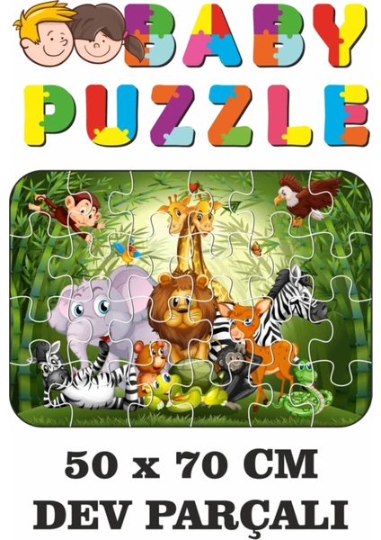 Sevimli Hayvanlar Dev Parçalı Eğlenceli Puzzle 50X70 cm Puzzle