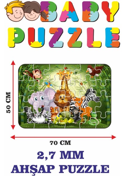 Sevimli Hayvanlar Dev Parçalı Eğlenceli Puzzle 50X70 cm Puzzle