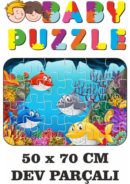 Deniz Canlılıları, Köpek Balıkları Dev Parçalı Eğlenceli Puzzle 50X70 cm Puzzle