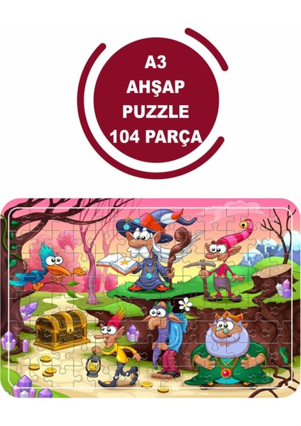 Masal Kahramanları A3 104 Parça Ahşap Puzzle
