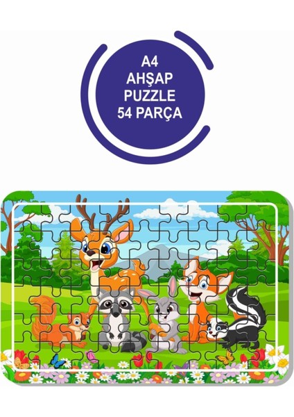 2'li Set 54 Parça Ahşap Puzzle Sevimli Hayvanlar ve Çiftçi Çocuklar Için
