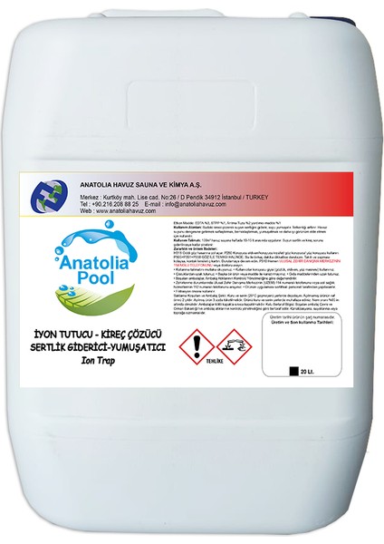 Iyon Tutucu / Sertlik Giderici / Kireç Çözücü 20 Lt ( Ion Trap )
