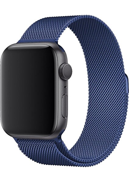 Apple Watch Uyumlu Seri 7 6 5 4 3 2 1 Se 42MM-44MM-45MM Metal Hasır Milano Kordon Kayış Mıknatıslı