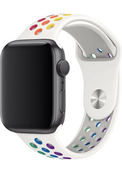 Apple Watch Uyumlu Seri 7 6 5 4 3 2 1 Se 38MM-40MM-41MM Delikli Spor Silikon Kordon