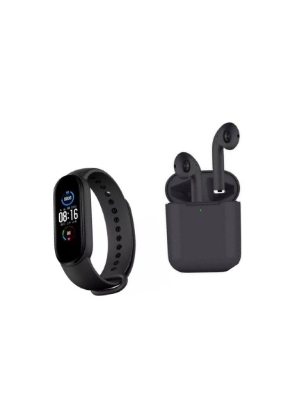 M6 Akıllı Bileklik+Airpods I12 Bluetooth Kulaklık Siyah Süper Kombin