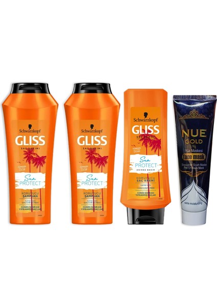 Sun Protect Şampuan 360ML X2 + Gliss Sun Protect Saç Kremi 360ML + Nue Gold Maske Hediyeli