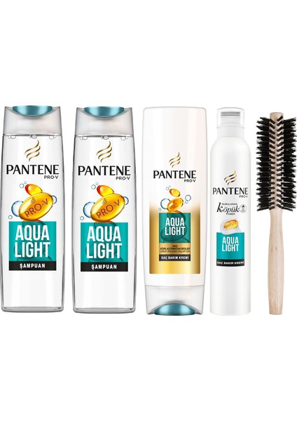 Aqua Light Şampuan 400 ml X2 + Pantene Aqua Light Saç Kremi 360ML + Aqua Light Köpük Krem 180ML + Tarak Hediyeli