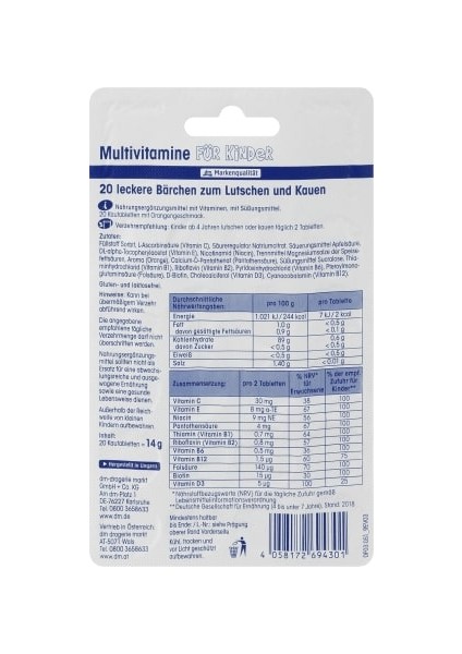 Dm Mivolis Multivitamin Çocuk Vitamini 20 Lezzetli Tablet