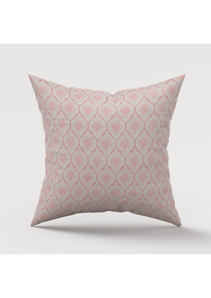 Melisa Damask Baskılı Duck Kumaş Pembe Kırlent 45*45 cm  - 747