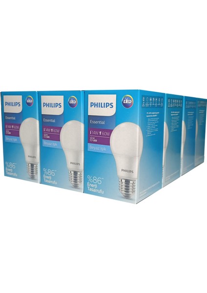 - 8W(60W) 12 Adet LED Ampul Beyaz Işık