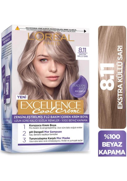 Loreal Paris Excellence Cool Creme 8.11 Elseve Mor Şampuan Seti