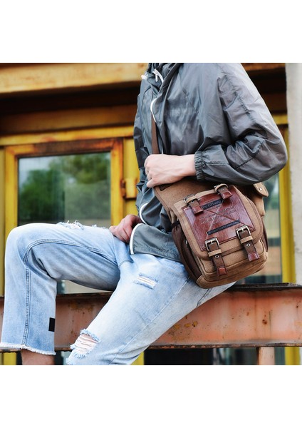 Erkek Vintage Küçük Kanvas Omuz Çantası Crossbody Cüzdan (Yurt Dışından) modelleri