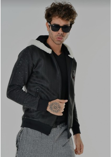 Slim Fit Kapüşonlu Siyah Mont fiyatları