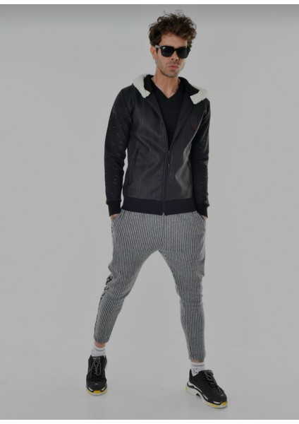 Slim Fit Kapüşonlu Siyah Mont modelleri