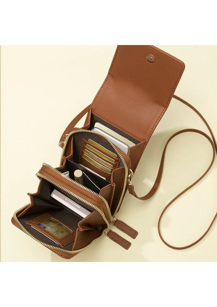6.5 Inç Pu Deri Telefon Crossbody Çanta Kadınlar Için Dokunmatik Ekran Çantaları-Kahverengi (Yurt Dışından) modelleri