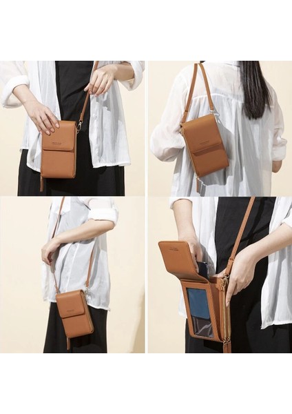 6.5 Inç Pu Deri Telefon Crossbody Çanta Kadınlar Için Dokunmatik Ekran Çantaları-Yeşil (Yurt Dışından) fiyatları