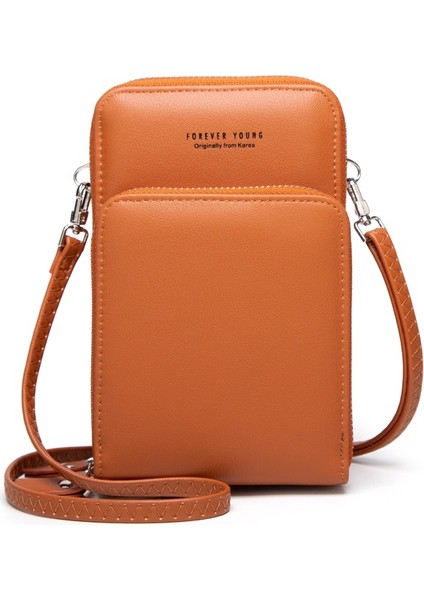 Kadın Solid Suni Deri Muti-Cep Çapraz Çanta-Kahverengi (Yurt Dışından)