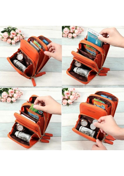 Kadın Solid Faux Deri Muti-Cep Crossbody Çanta-Siyah (Yurt Dışından) modelleri