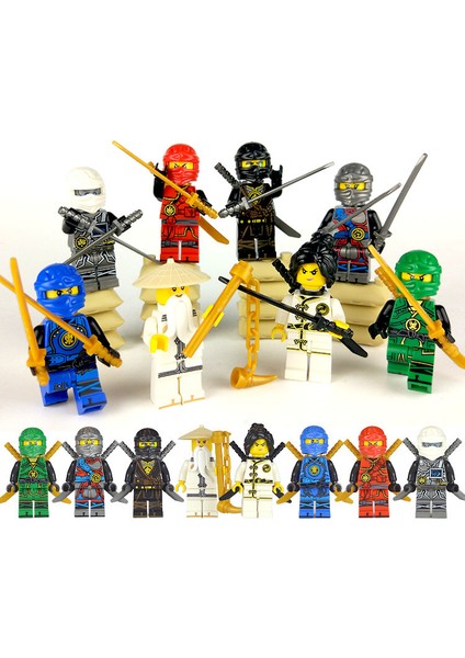 8 Parça Phantom Ninja Yapı Taşı Minifigure Python Yılan Canavar Kabile Bulmaca Montaj Bebek Oyuncak (Yurt Dışından)