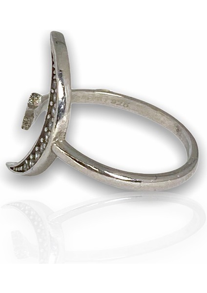 925 Ayar Gümüş Zirkon Taşlı Gümüş Ay Yıldız Yüzük modelleri