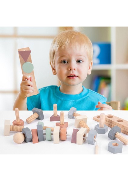 Ahşap Fındık Cıvata Oyuncaklar Montessori Vida Somun Montaj Renk Boncuk Oyunu Macaron (Yurt Dışından)