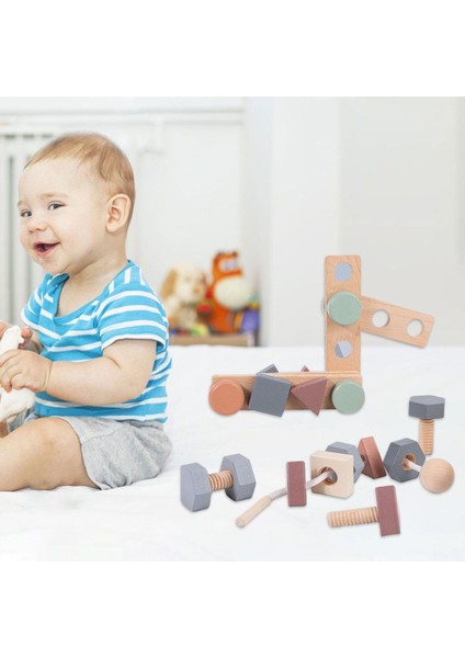 Ahşap Fındık Cıvata Oyuncaklar Montessori Vida Somun Montaj Renk Boncuk Oyunu Macaron (Yurt Dışından)