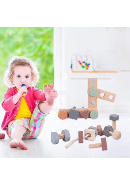 Ahşap Fındık Cıvata Oyuncaklar Montessori Vida Somun Montaj Renk Boncuk Oyunu Macaron (Yurt Dışından)