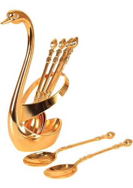 Dayanıklı Kuğu Tutucu Çatal Takım Seti Yemek Seti Tatlı Kek Çatal Düğün Altın (Yurt Dışından) fiyatları