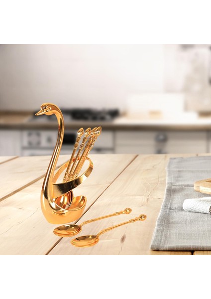 Dayanıklı Kuğu Tutucu Çatal Takım Seti Yemek Seti Tatlı Kek Çatal Düğün Altın (Yurt Dışından) indirimleri