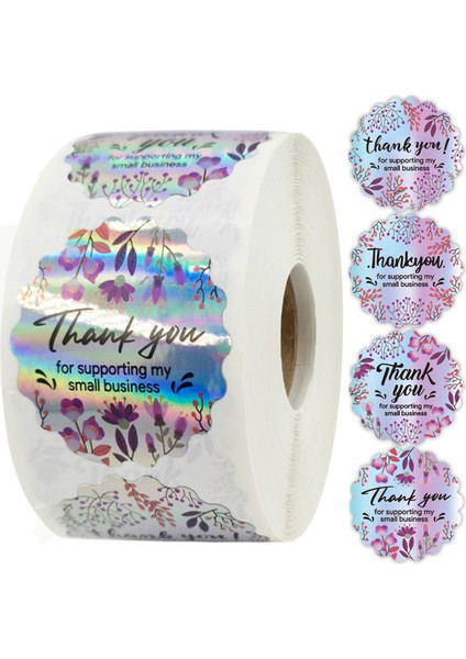 Metalik Folyo Etiket Etiketleri Rulo Başına 500 Glitter Çıkartma 1.5 Inç Kendinden Yapışkanlı Parlak Teşekkür Etiketleri Iş Şekeri Doğum Günü Hediye Çantaları (Yurt Dışından)