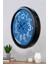 52 cm Siyah Metal Mavi Kadran Duvar Saati 3