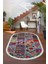 Dijidekor 9010 Patchwork Temalı Saçaklı Dijital Oval Halı Kaymaz Yıkanabilir Iskandinav Yolluk 200X450 1