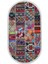 Dijidekor 9010 Patchwork Temalı Saçaklı Dijital Oval Halı Kaymaz Yıkanabilir Iskandinav Yolluk 200X450 2