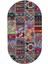 Dijidekor 9010 Patchwork Temalı Saçaksız Dijital Oval Halı Kaymaz Yıkanabilir Iskandinav Yolluk 180X450 1