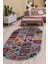Dijidekor 9010 Patchwork Temalı Saçaksız Dijital Oval Halı Kaymaz Yıkanabilir Iskandinav Yolluk 180X450 2