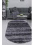 YM4700 Gri Siyah Saçaksız Dijital Oval Halı Kaymaz Yıkanabilir Iskandinav Yolluk 140X400 1